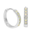 Sterlingsilber Opal CZ Pavé Fassung 15 mm Klappcreolen Ohrringe