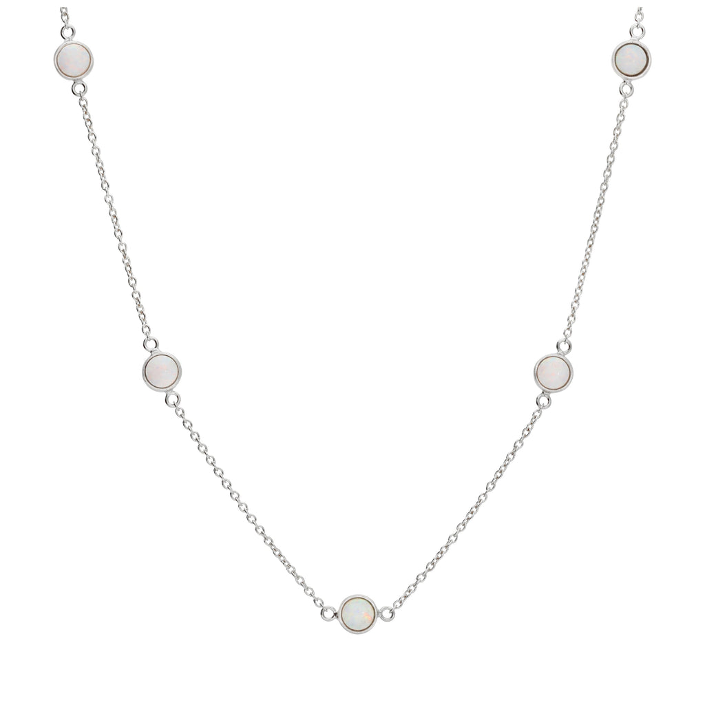 Sterlingsilber Mehr CZ Opal Überschliff Halskette 40,5 + 5 cm