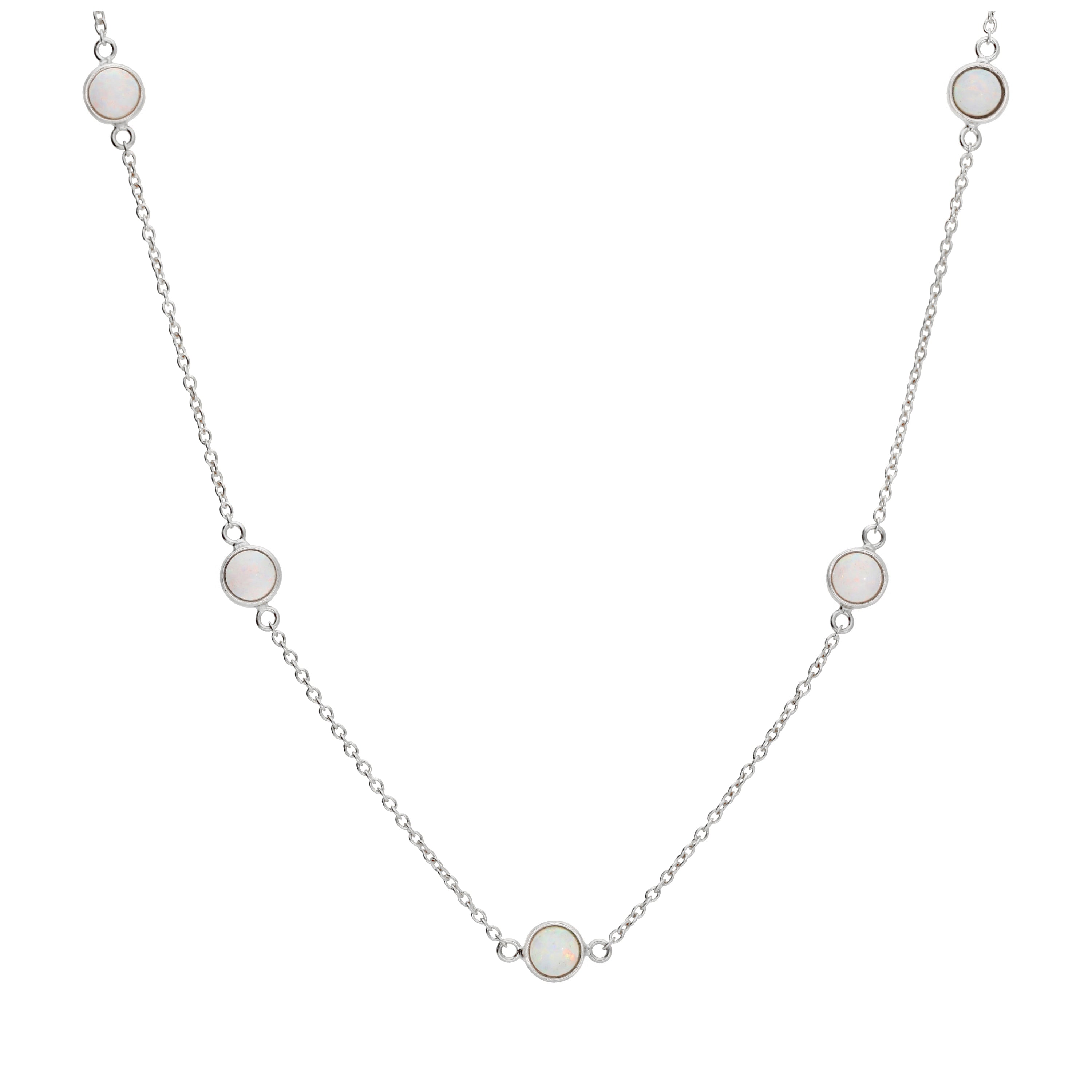 Sterlingsilber Mehr CZ Opal Überschliff Halskette 40,5 + 5 cm