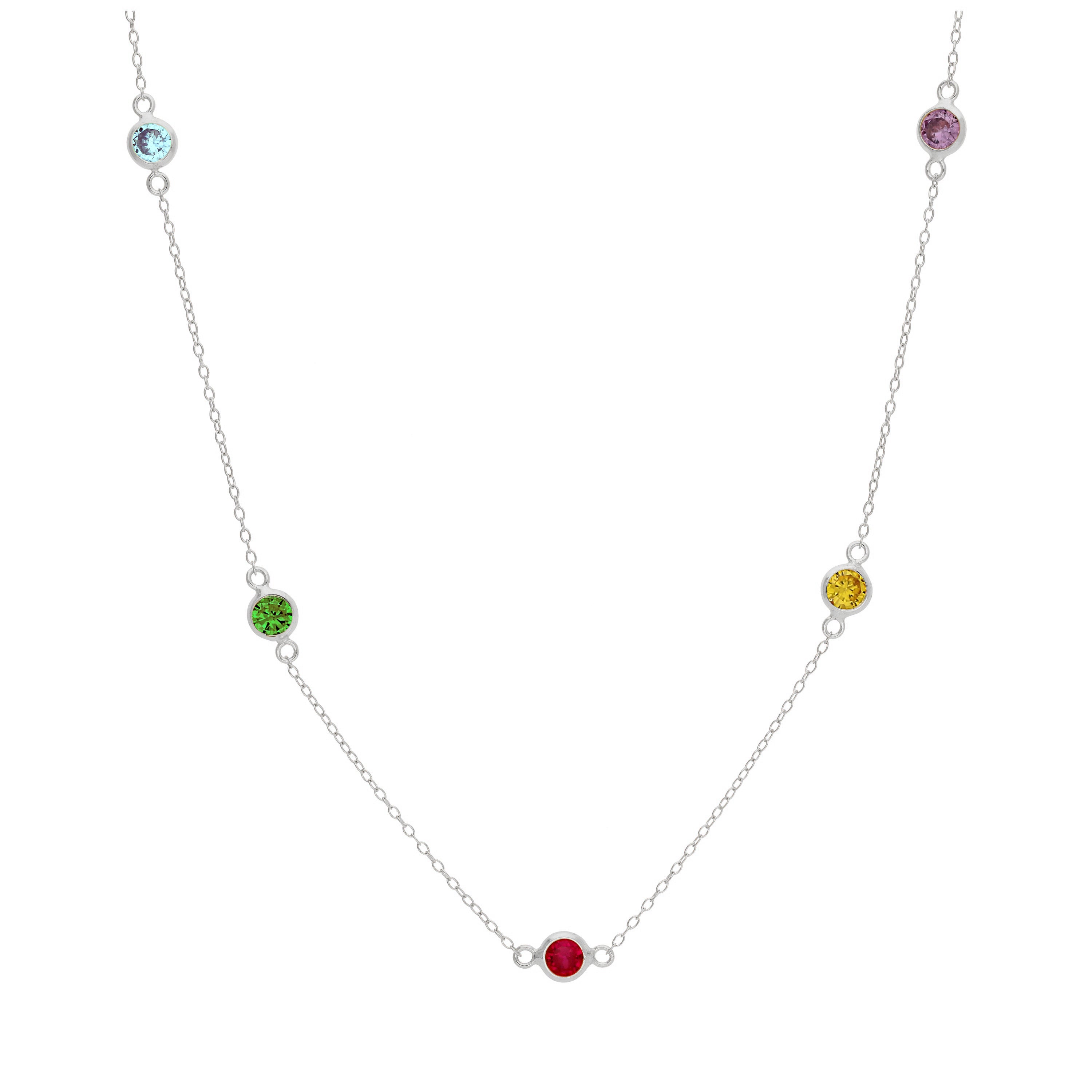 Sterlingsilber Mehr Regenbogen CZ Überschliff Halskette 40,5+5 cm
