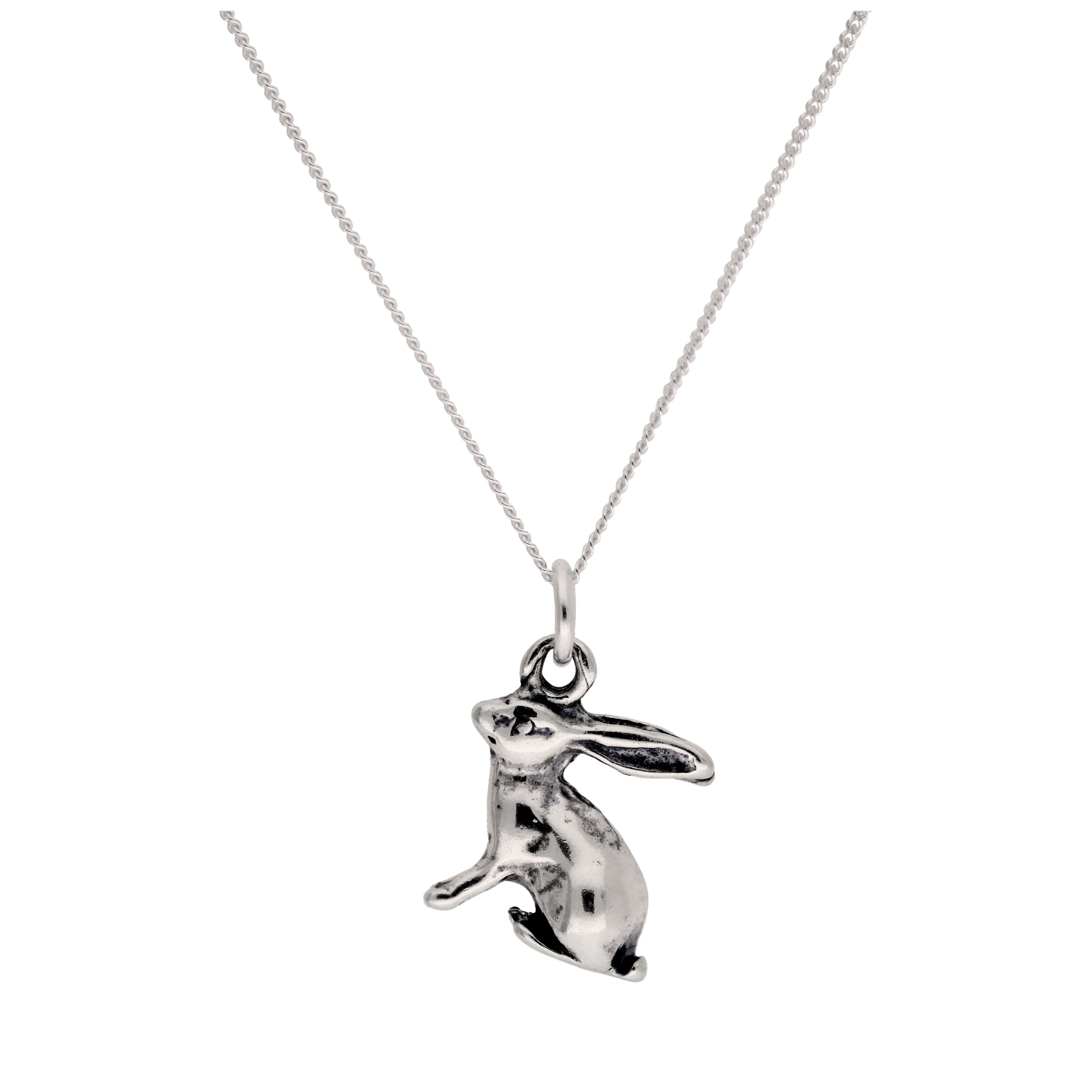 Sterlingsilber Hase 40,5+5 cm Diamantschliff Halskette