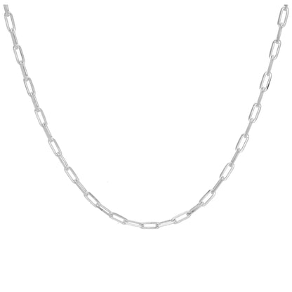 Sterlingsilber Flach Lang Kabel Kettenglied Halskette 45,5 - 56cm