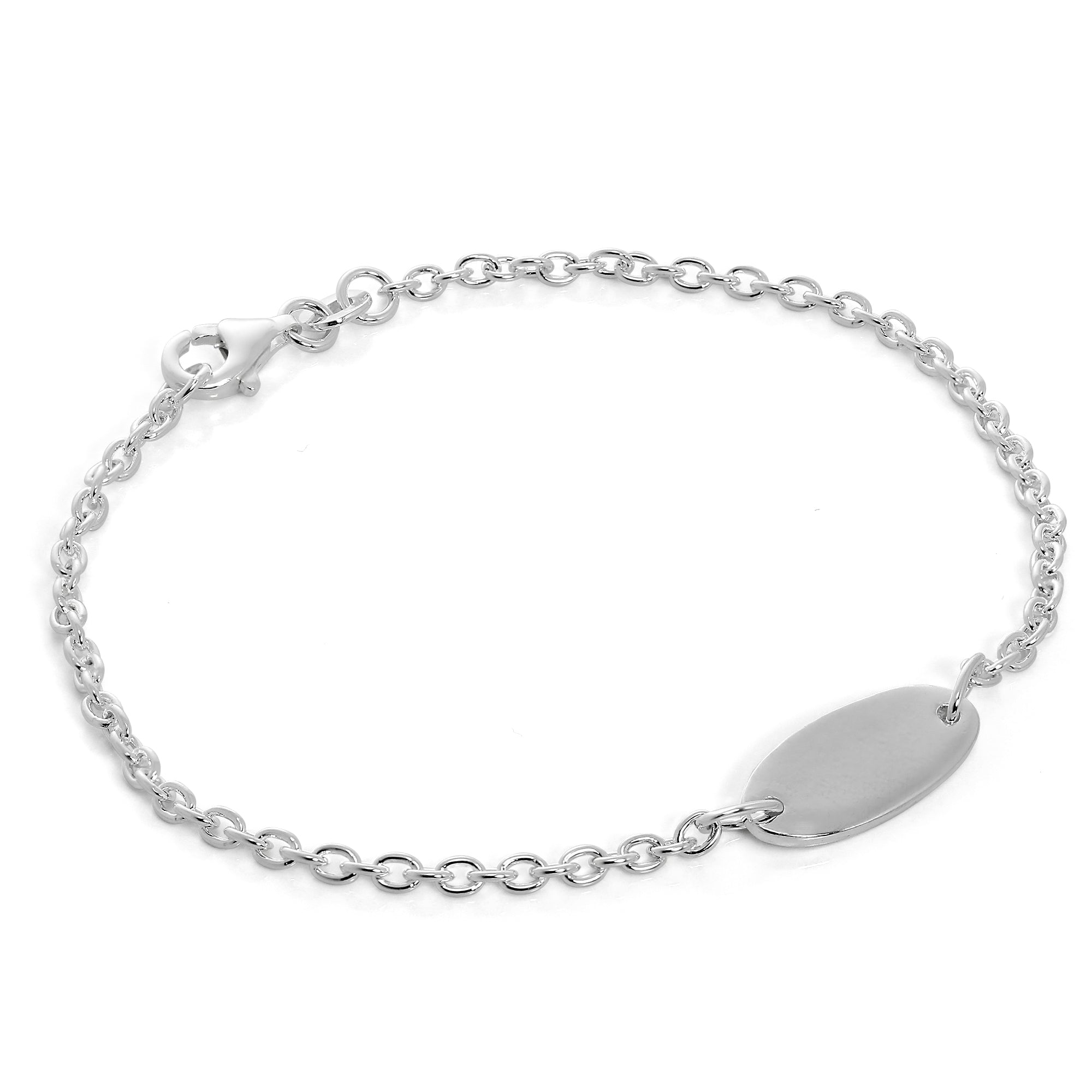 Sterlingsilber gravierbare ID-Plakette 7 - 8,5 Zoll Armband