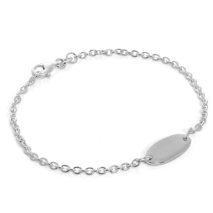 Sterling Silver Engravable ID Plate 7 - 8.5 Inches Bracelet