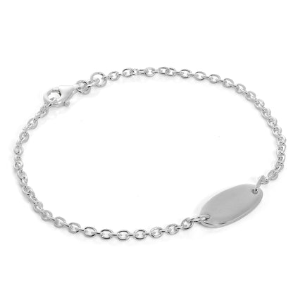Sterling Silber gravierbare ID-Plakette 7 - 8,5 Zoll Armband