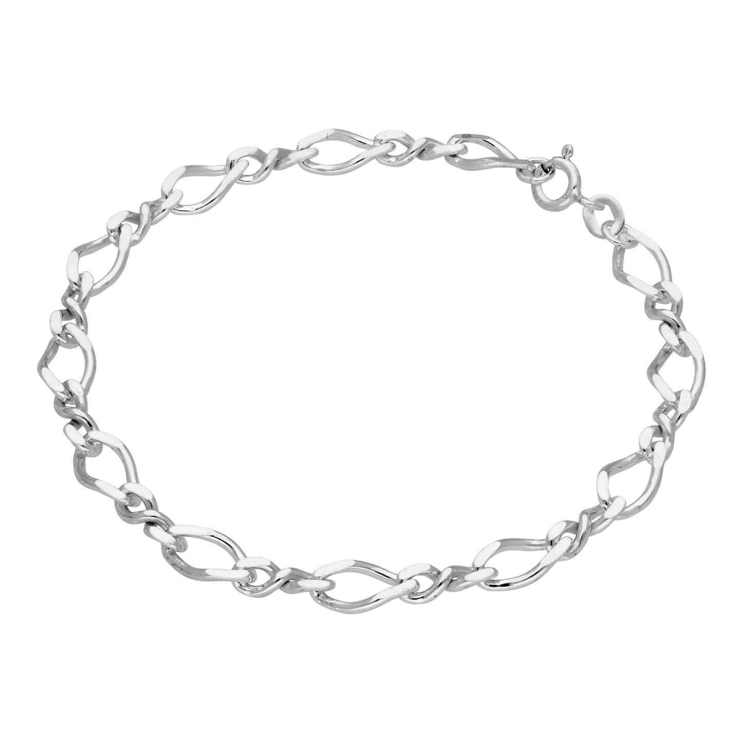 Figaro-Armband mit gedrehten Gliedern aus Sterlingsilber, 7–8,5 Zoll
