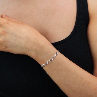 Figaro-Armband mit gedrehten Gliedern aus Sterlingsilber, 7–8,5 Zoll