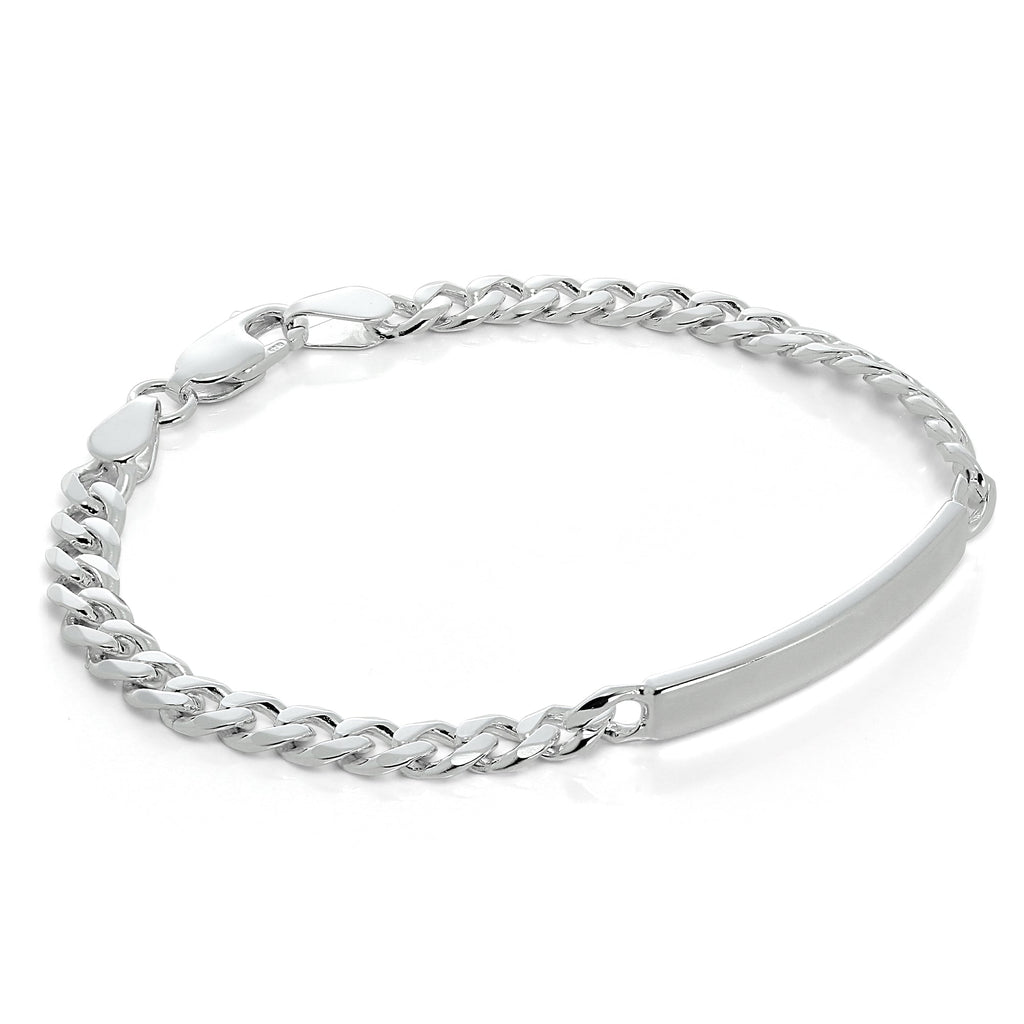 Gravierbares ID-Armband aus Sterlingsilber mit Panzerkette, 18 - 21,5 cm