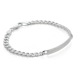 Gravierbares ID-Armband aus Sterlingsilber mit Panzerkette, 18 - 21,5 cm