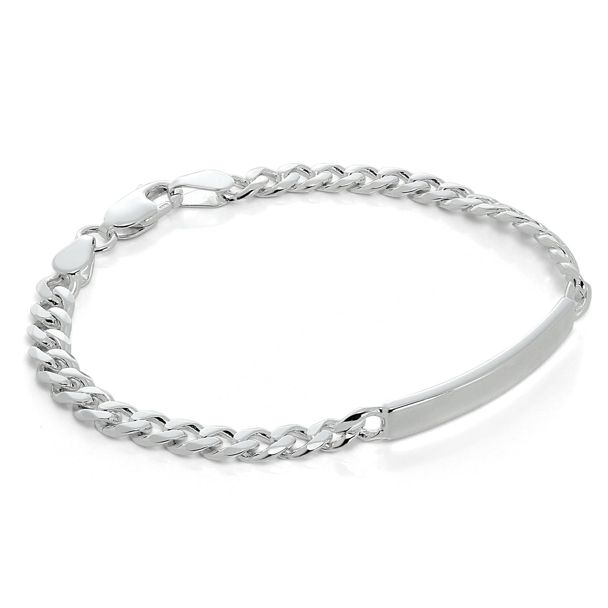 Gravierbares ID-Armband aus Sterlingsilber mit Panzerkette, 18 - 21,5 cm