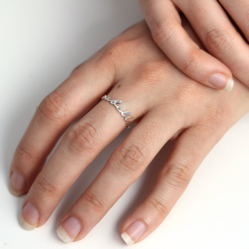 Personalisierter, verstellbarer Sterlingsilber Namensring