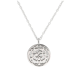 Sterlingsilber-Halskette mit Nelke (Geburtsblume Januar) und 13 mm Gravurplättchen, 35,5 - 56 cm