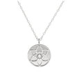 Sterlingsilber-Halskette mit Narzisse (Geburtsblume März) und 13 mm Gravurplättchen, 35,5 - 56 cm