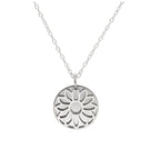 Sterlingsilber-Halskette mit Gänseblümchen (Geburtsblume April) und 13 mm Gravurplättchen, 35,5 - 56 cm