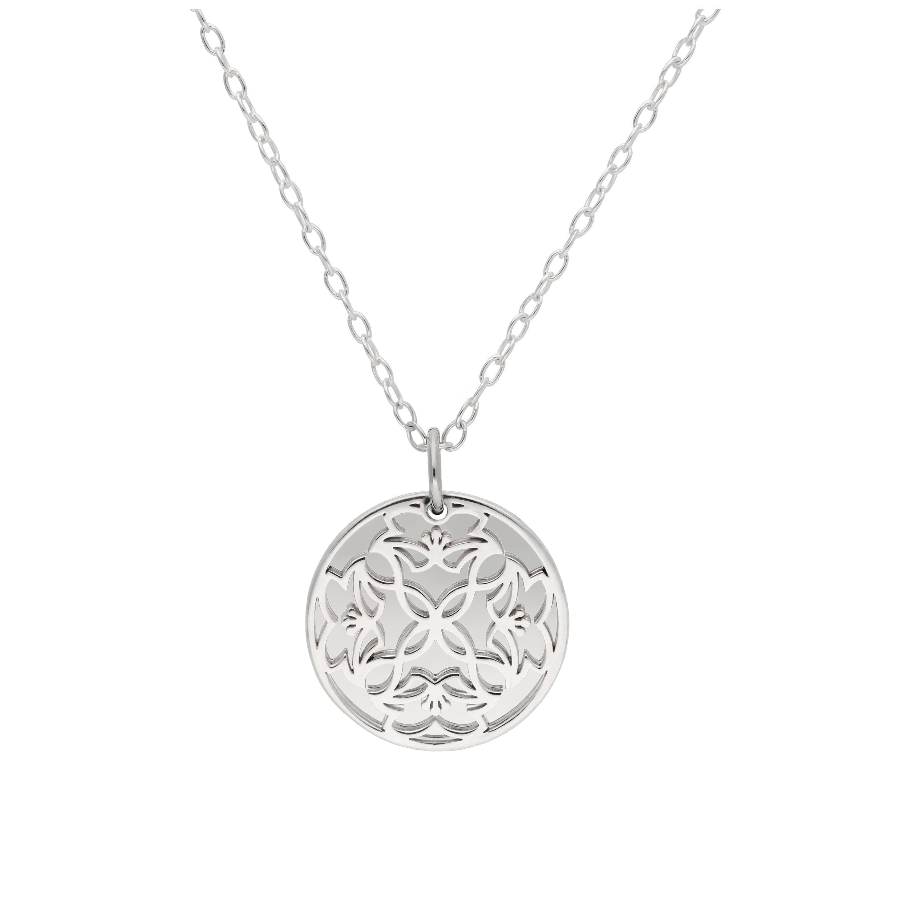 Sterlingsilber-Halskette mit Maiglöckchen (Geburtsblume Mai) und 13 mm Gravurplättchen, 35,5 - 56 cm