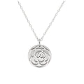 Sterlingsilber-Halskette mit Rose (Geburtsblume Juni) und 13 mm Gravurplättchen, 35,5 - 56 cm