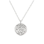 Sterlingsilber-Halskette mit Rose (Geburtsblume Juni) und 13 mm Gravurplättchen, 35,5 - 56 cm