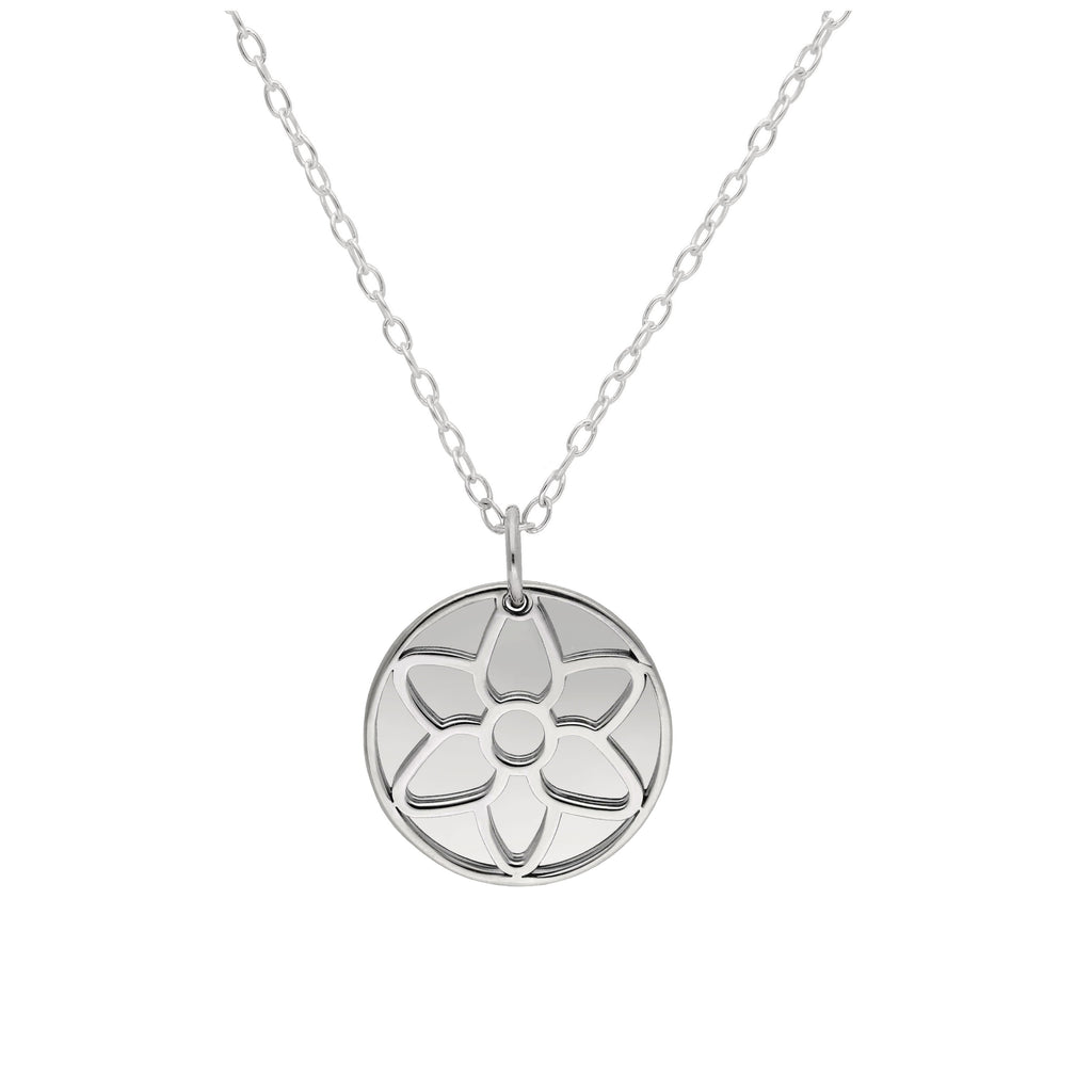 Sterlingsilber-Halskette mit Gladiole (Geburtsblume August) und 13 mm Gravurplättchen, 35,5 - 56 cm