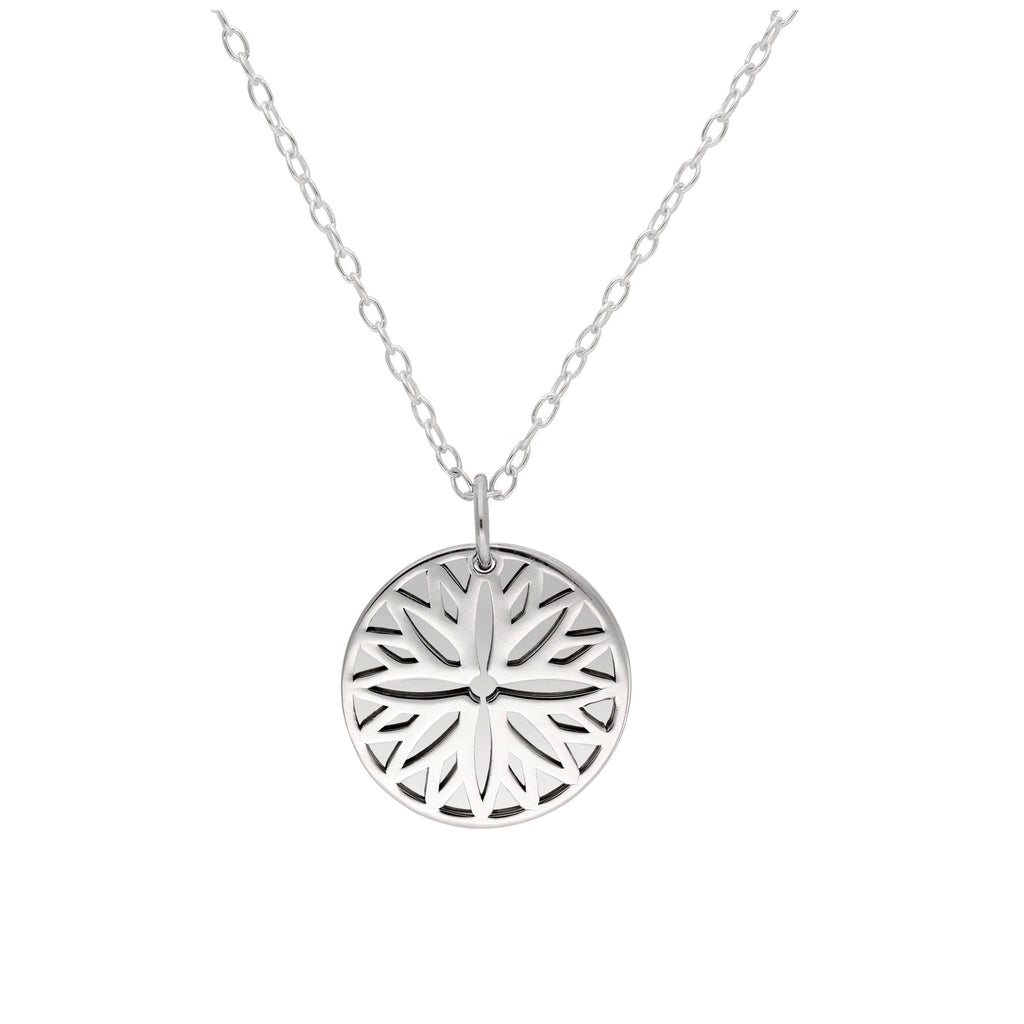 Sterlingsilber-Halskette mit Aster (Geburtsblume September) und 13 mm Gravurplättchen, 35,5 - 56 cm
