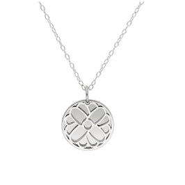 Sterlingsilber-Halskette mit Ringelblume (Geburtsblume Oktober) und 13 mm Gravurplättchen, 35,5 - 56 cm