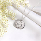 Sterlingsilber-Halskette mit Ringelblume (Geburtsblume Oktober) und 13 mm Gravurplättchen, 35,5 - 56 cm