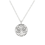 Sterlingsilber-Halskette mit Chrysantheme (Geburtsblume November) und 13 mm Gravurplättchen, 35,5 - 56 cm