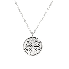 Sterlingsilber-Halskette mit Chrysantheme (Geburtsblume November) und 13 mm Gravurplättchen, 35,5 - 56 cm