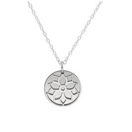 Sterlingsilber-Halskette mit Weihnachtsstern (Geburtsblume Dezember) und 13 mm Gravurplättchen, 35,5 - 56 cm