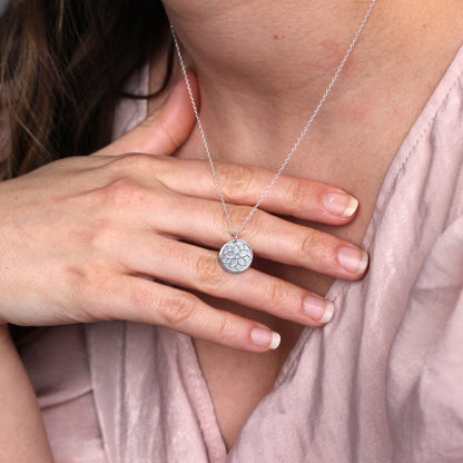 Sterling Silver December Poinsettia Birth Flower & 13mm Engravable Tag Necklace 14 - 22 Inches