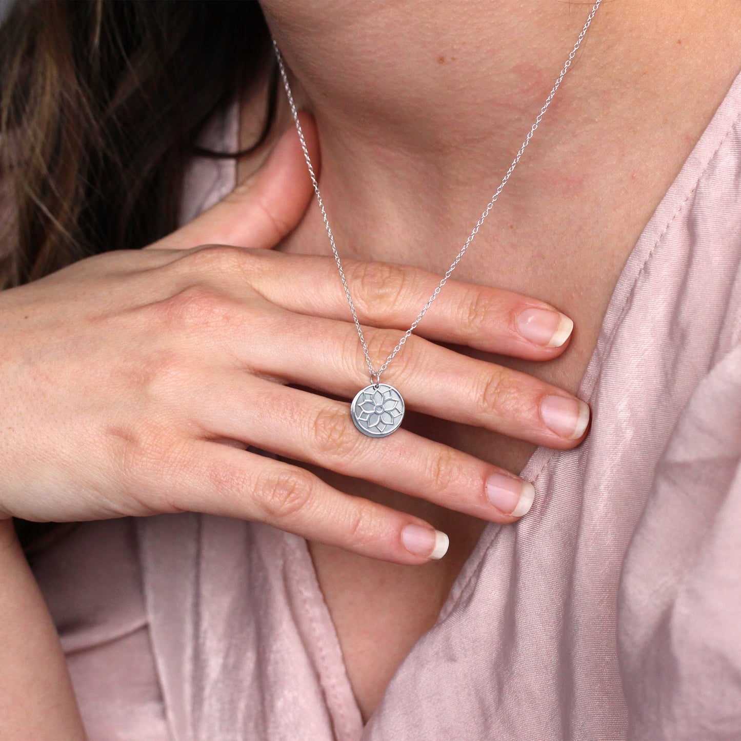 Sterling Silver December Poinsettia Birth Flower & 13mm Engravable Tag Necklace 14 - 22 Inches