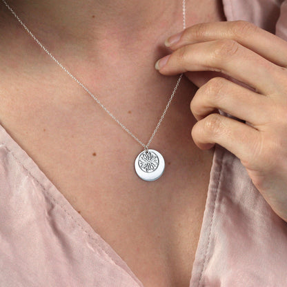 Sterling Silber Chrysanthemenblume & 18 mm Anhänger Halskette 14-22 Zoll