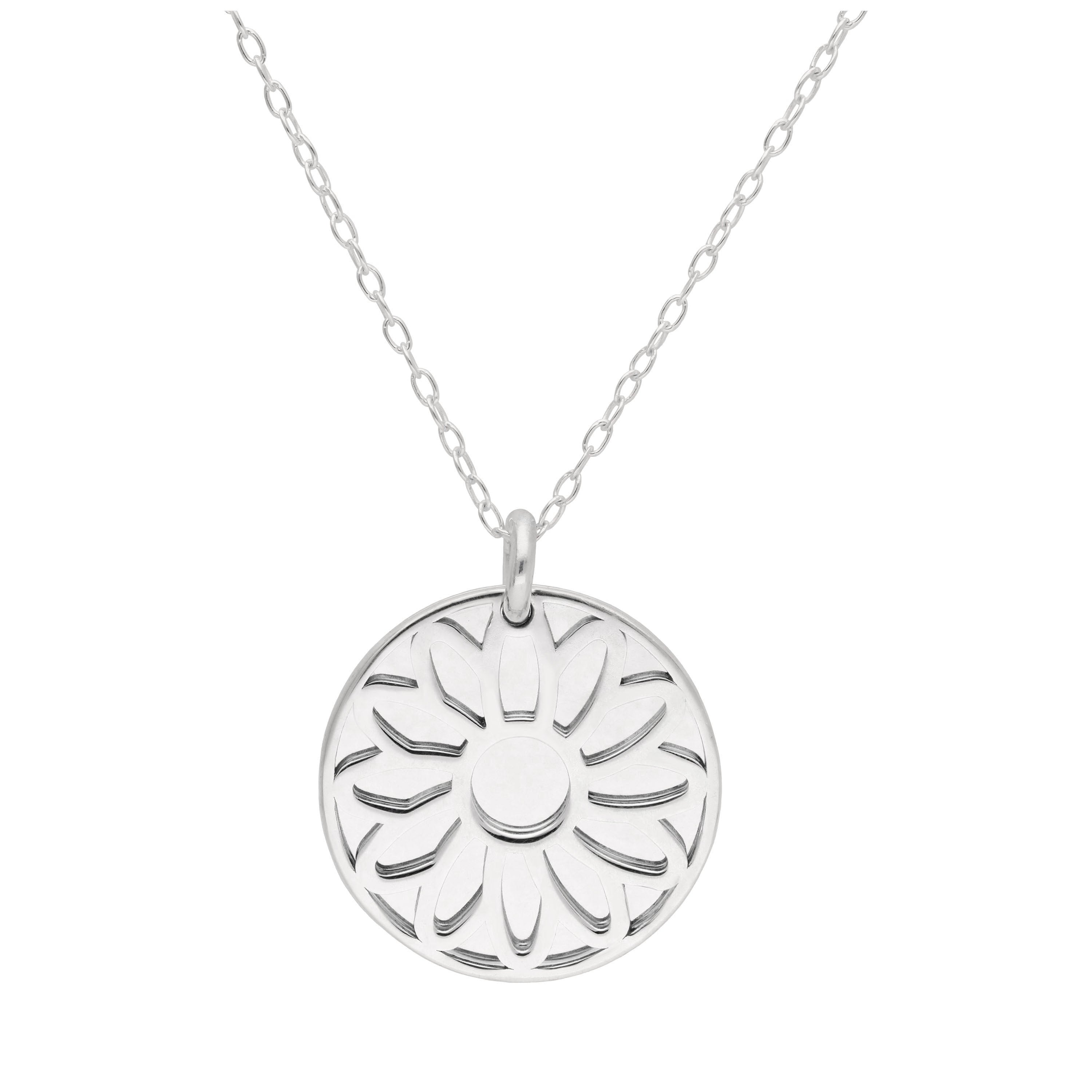 Sterlingsilber April Gänseblümchen Geburtsblume & 18 mm Gravierbar Namensschild Halskette 14 - 56 cm