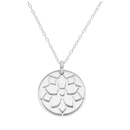 Halskette aus Sterlingsilber mit Weihnachtssternblume und 18-mm-Anhänger, 14–22 Zoll