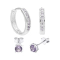 Sterlingsilber Alexandrit CZ Klappcreolen Ohrringe & 4 mm Ohrstecker Satz