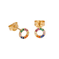 9 Karat Gold Regenbogen CZ 5 mm Karma Kreis Ohrstecker