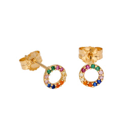 9 Karat Gold Regenbogen CZ 5 mm Karma Kreis Ohrstecker