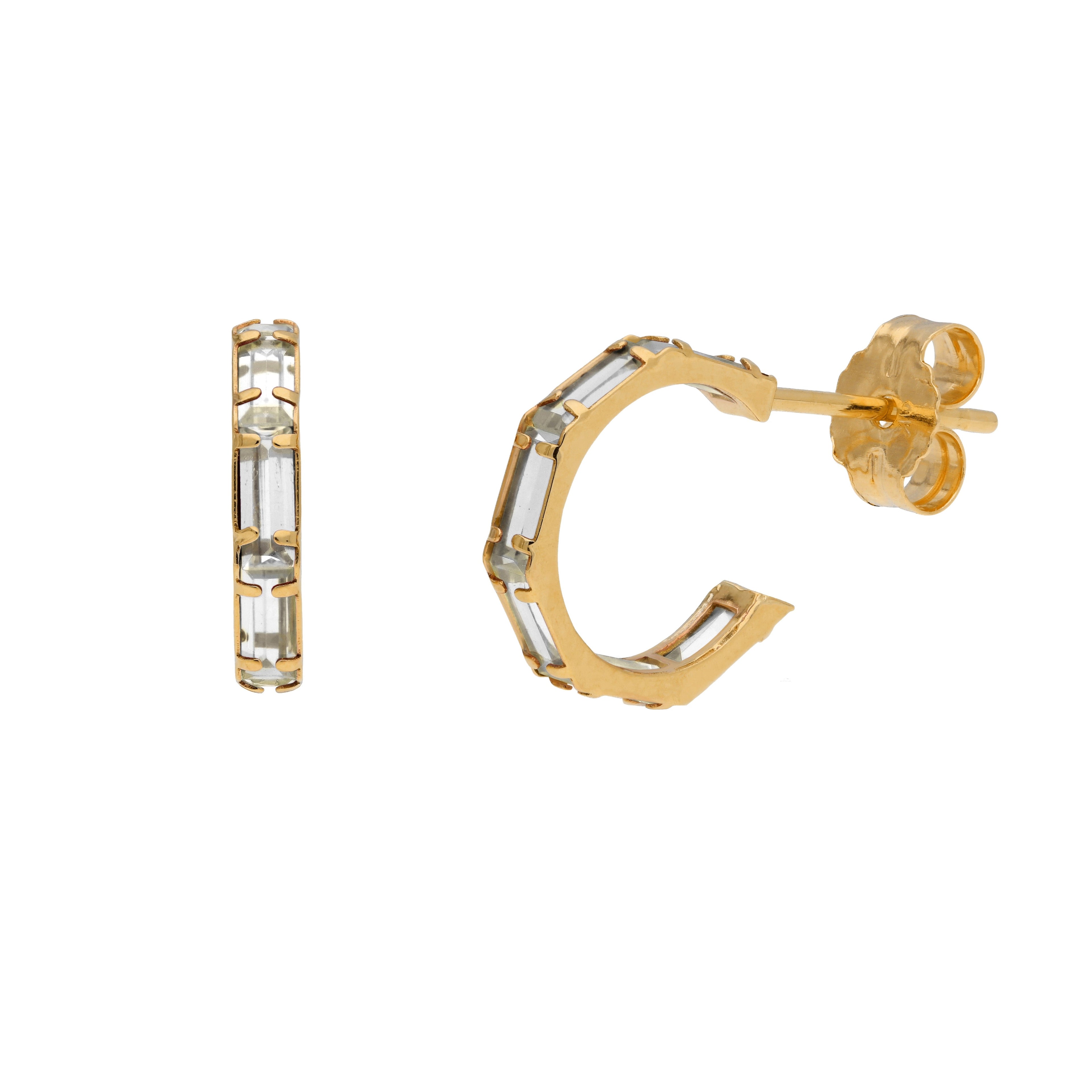9 Karat Gold Birthstone CZ Baguette Huggie Hoop Ohrstecker