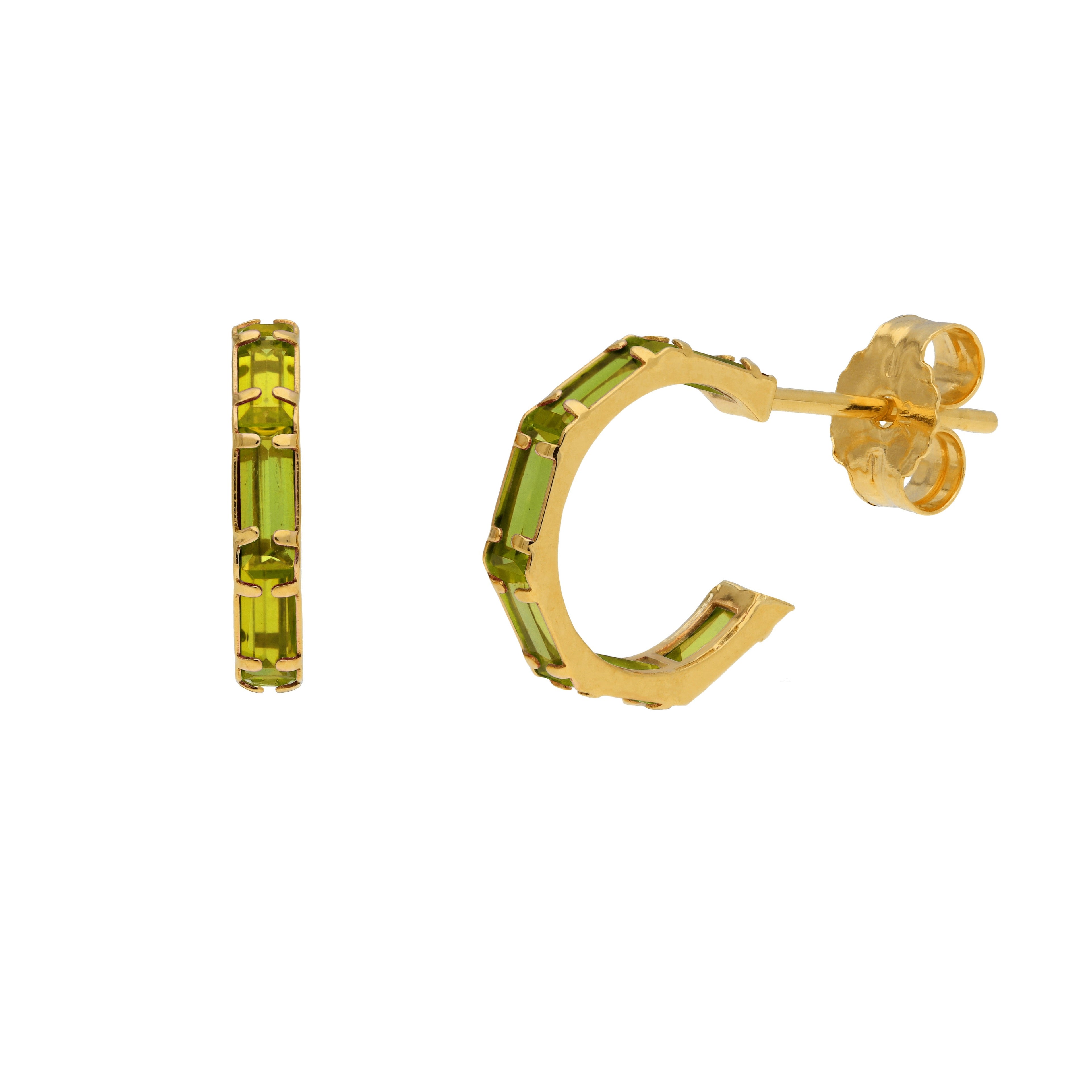 9 Karat Gold Birthstone CZ Baguette Huggie Hoop Ohrstecker