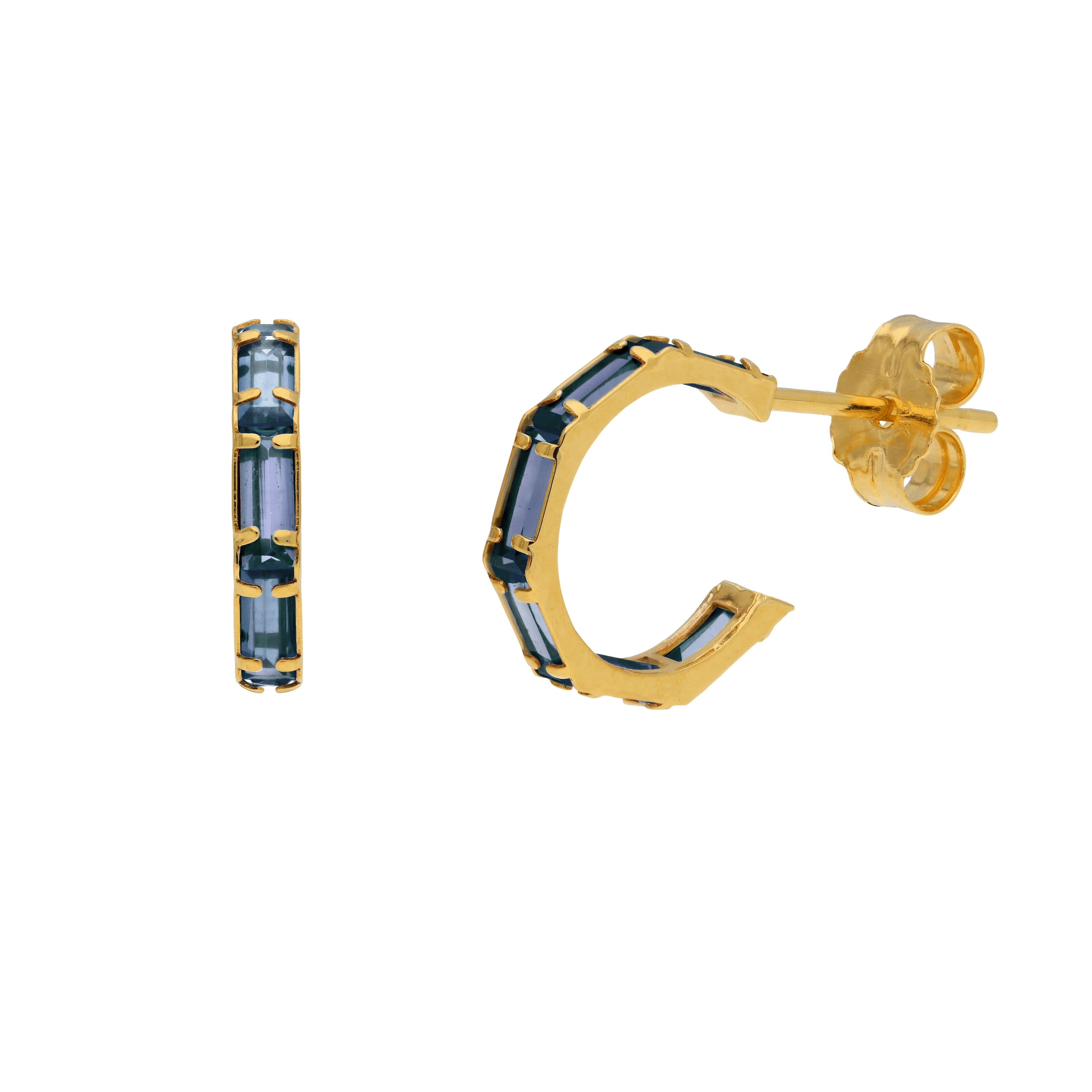 9 Karat Gold Birthstone CZ Baguette Huggie Hoop Ohrstecker
