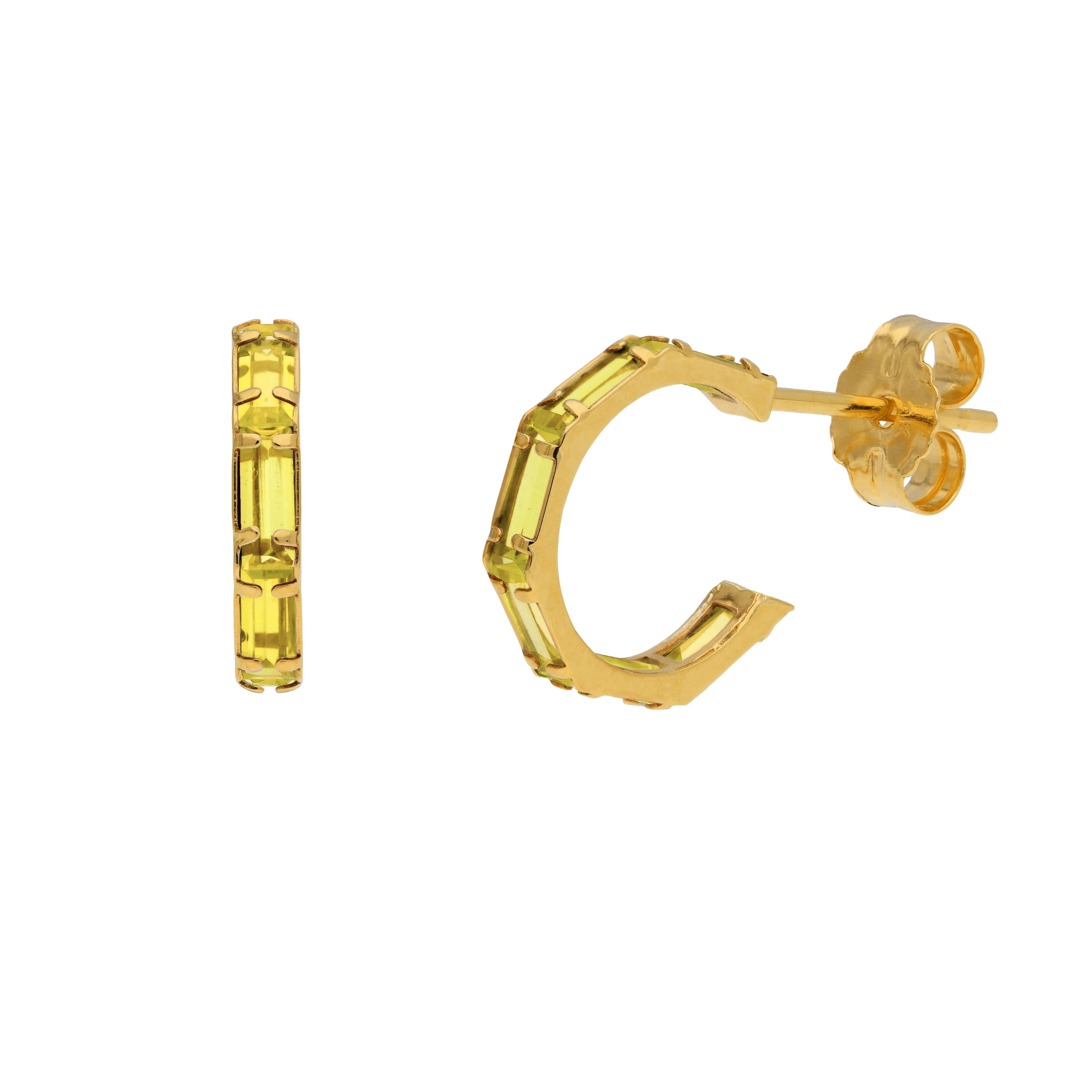 9 Karat Gold Birthstone CZ Baguette Huggie Hoop Ohrstecker