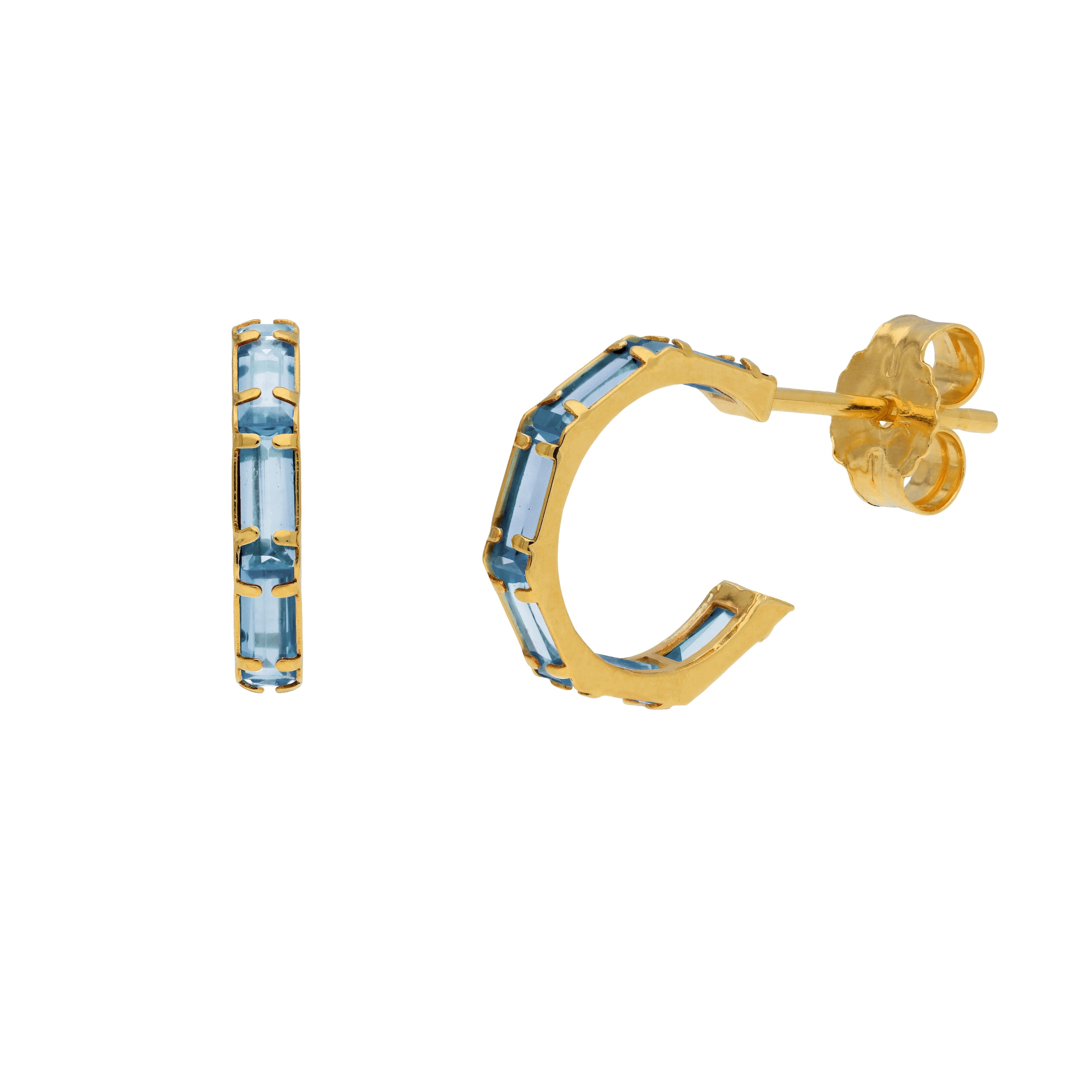 9 Karat Gold Birthstone CZ Baguette Huggie Hoop Ohrstecker