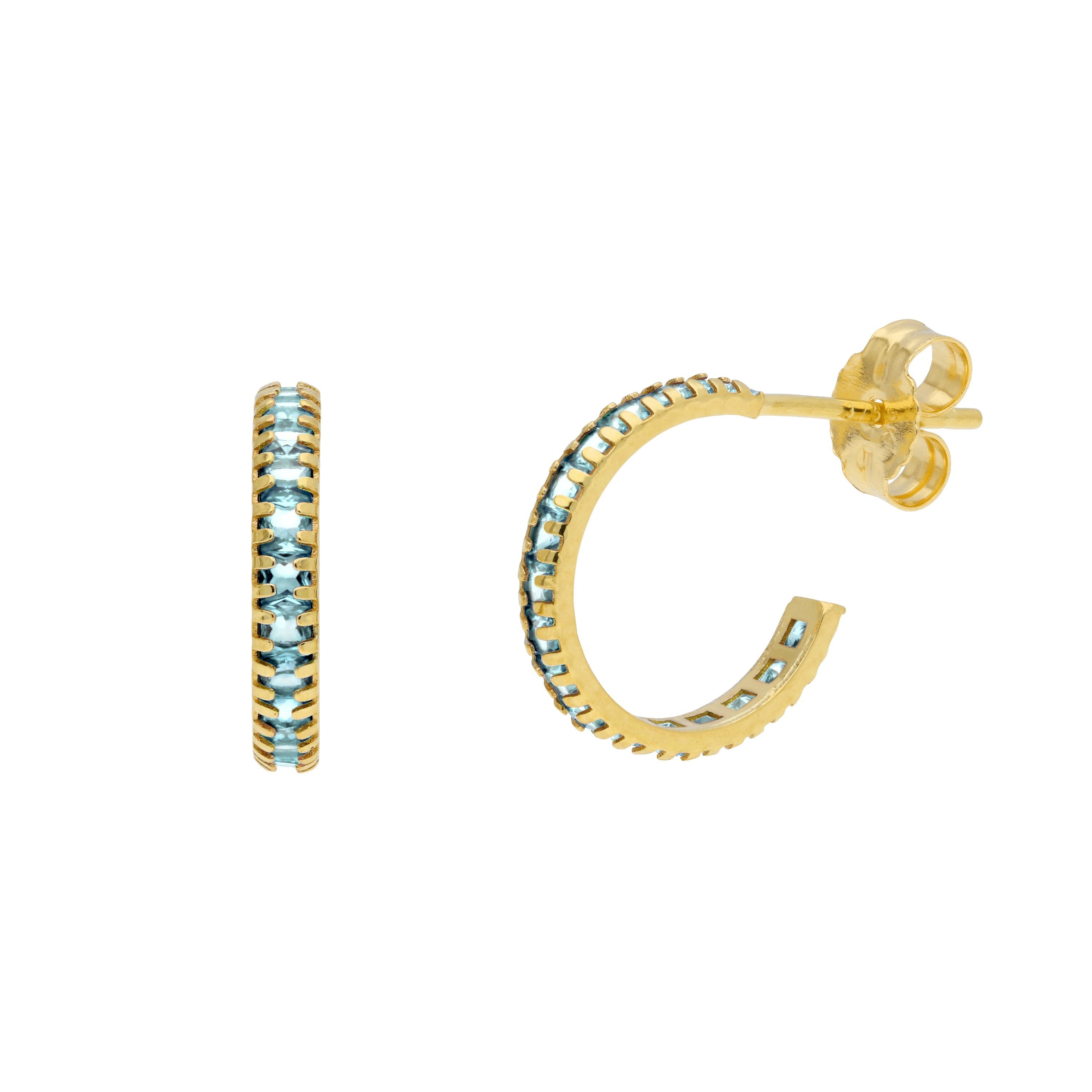 Huggie-Creolen aus 9 Karat Gold mit Zirkonia-Geburtsstein und Pavé-Besatz