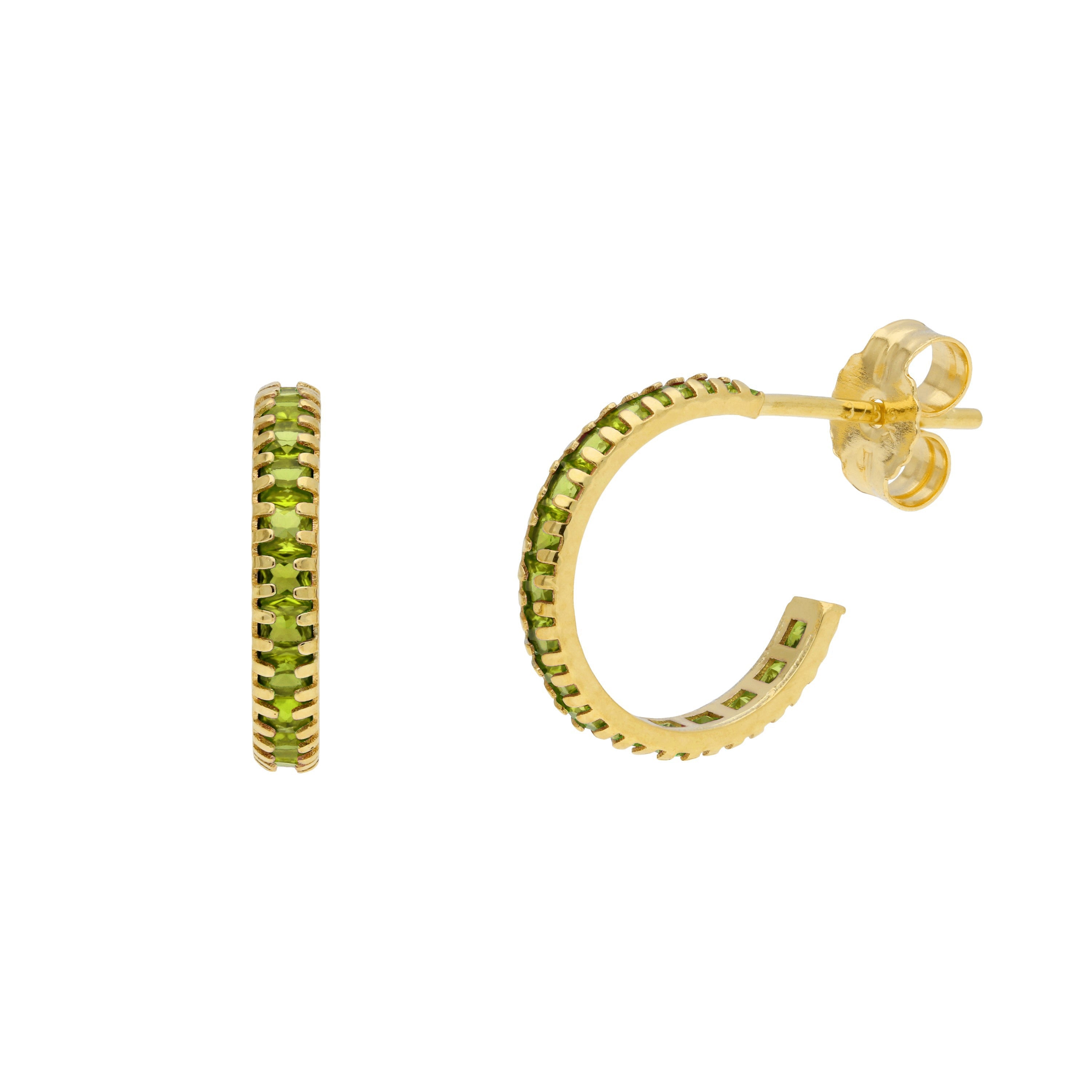 Huggie-Creolen aus 9 Karat Gold mit Zirkonia-Geburtsstein und Pavé-Besatz