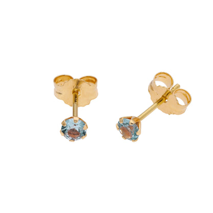 9ct Gold Birthstone CZ Round Claw Stud Earrings