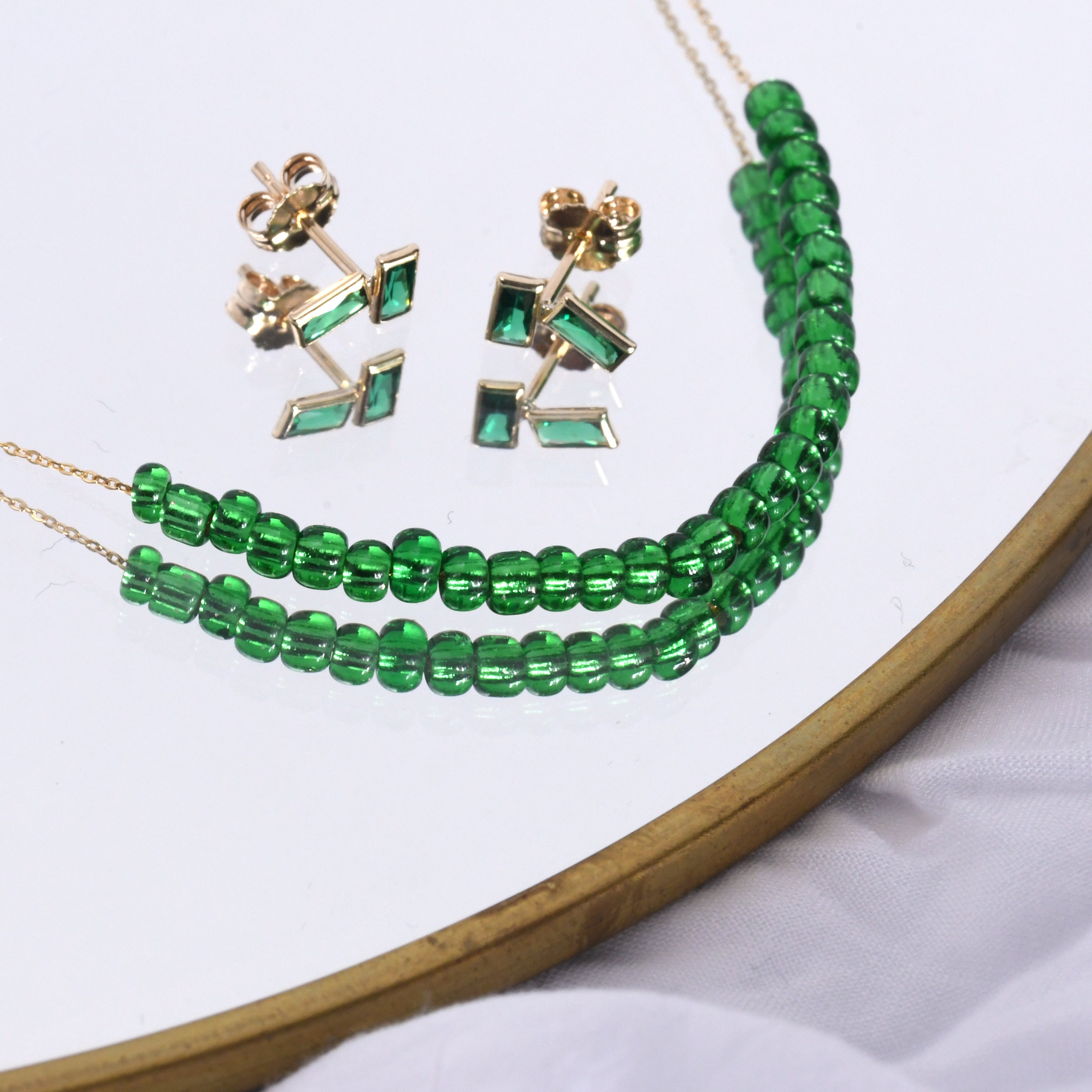 9 Karat Gold Geburtsstein CZ Doppel-Baguette-Ohrstecker