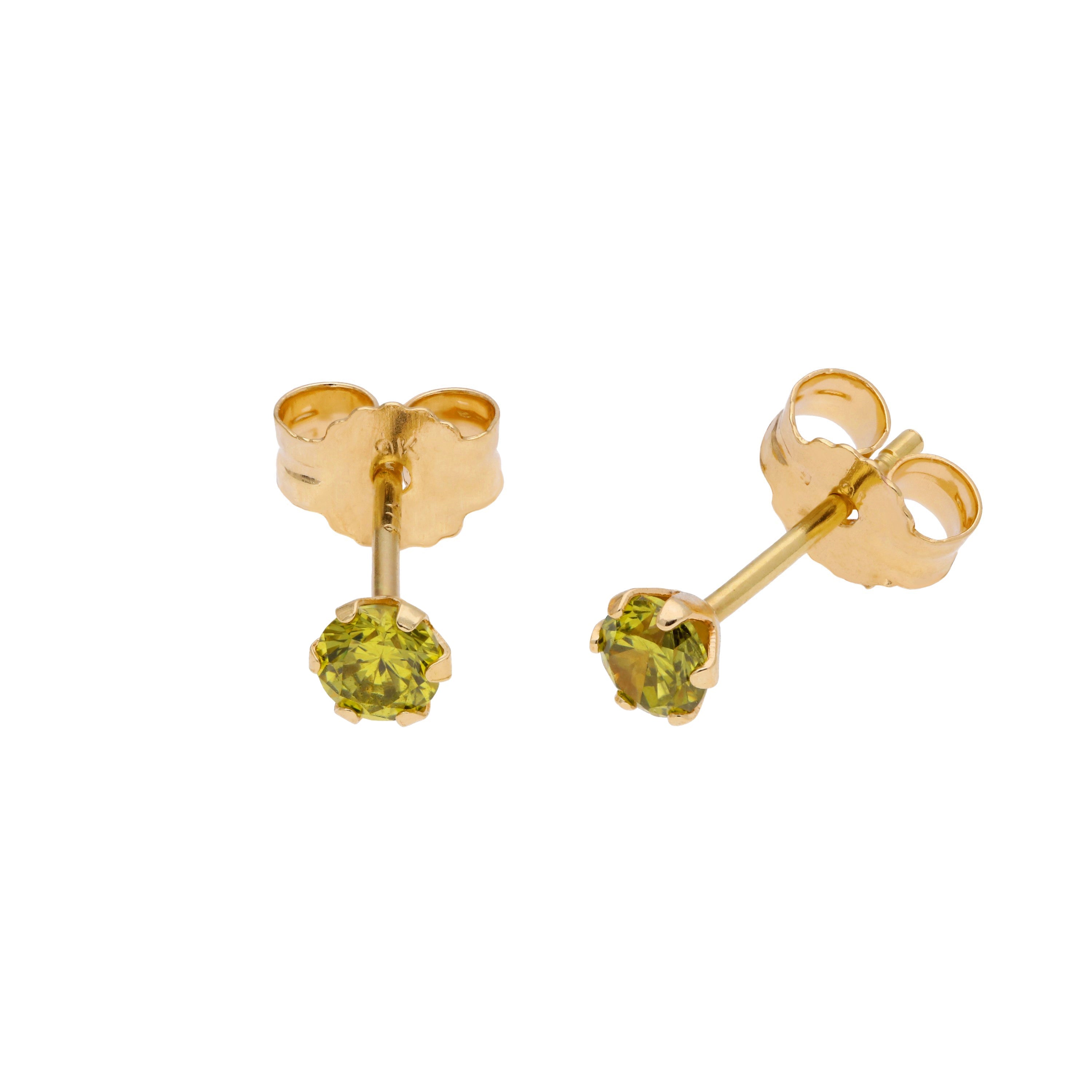 Ohrstecker aus 9 Karat Gold mit rundem Zirkonia-Geburtsstein in Krappenfassung