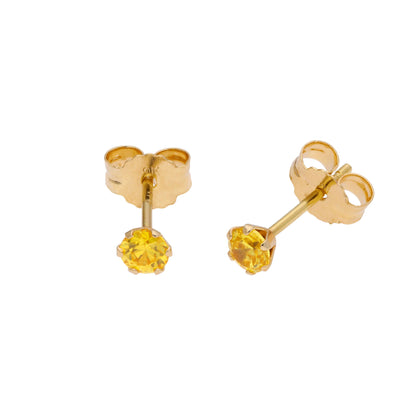 9ct Gold Birthstone CZ Round Claw Stud Earrings