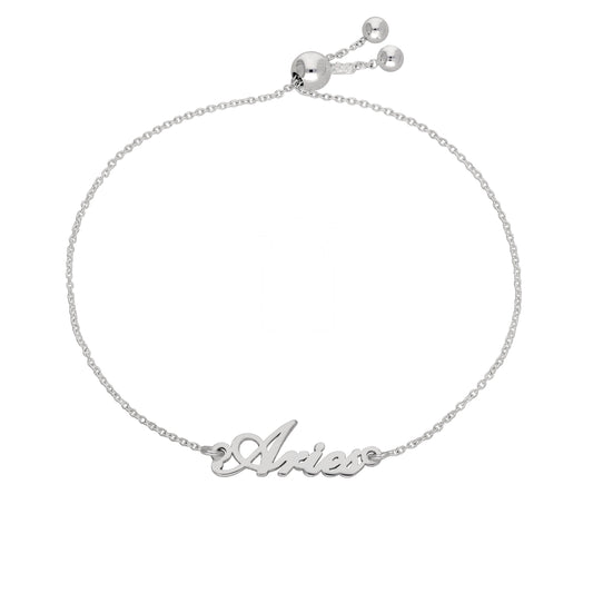 Verstellbares Sterlingsilber-Armband mit Widder-Namenszug