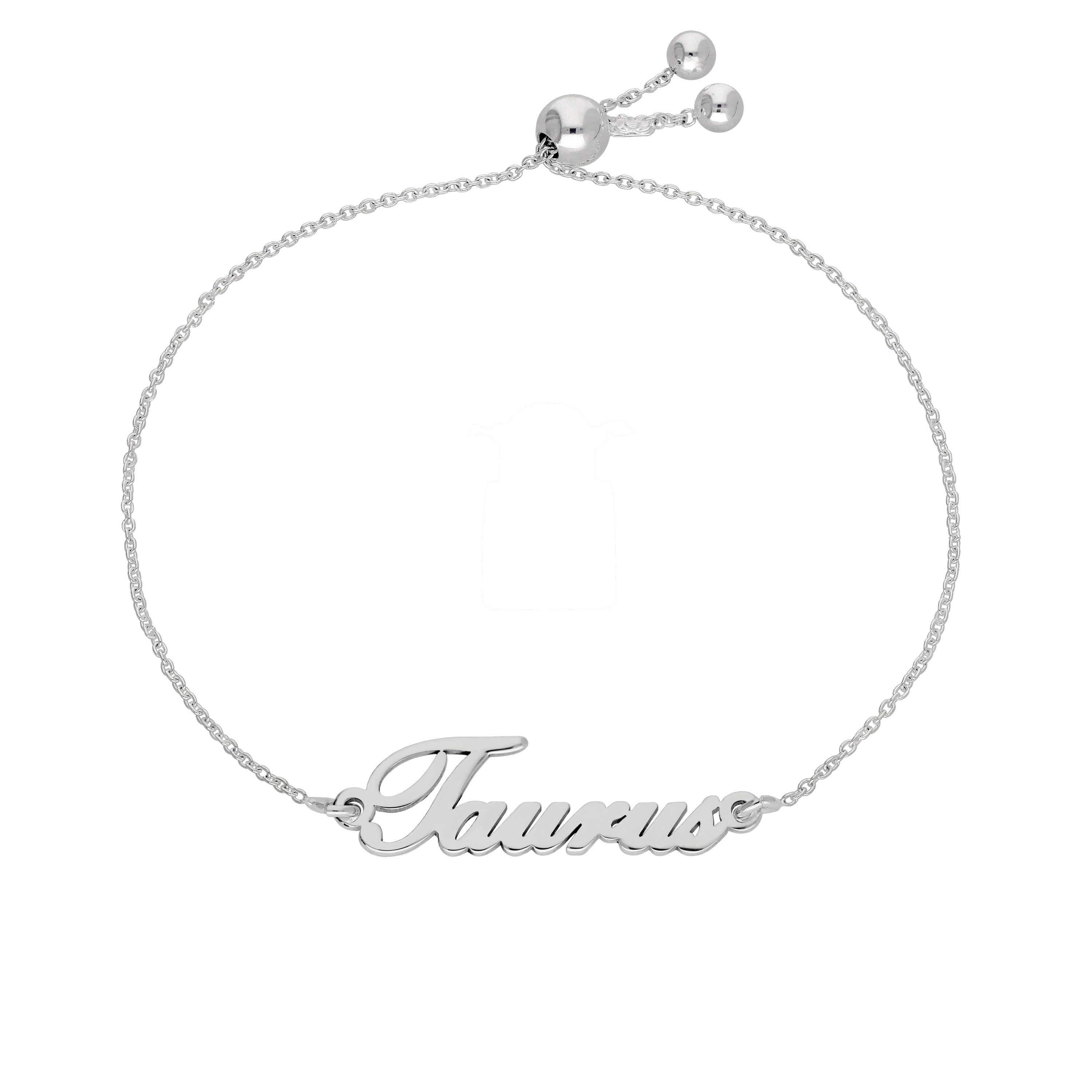 Sterlingsilber Stier Name Verstellbar Armband