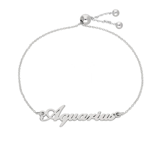 Sterling Silver Aquarius Name Adjustable Bracelet
